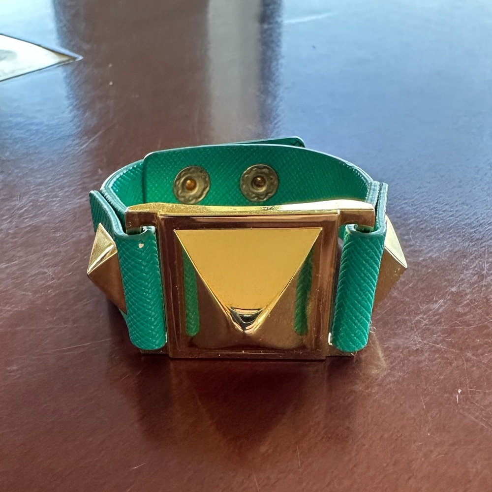 Vince Camuto Turquoise Studded Cuff Bracelet w/ Gold Pyramid Hardware